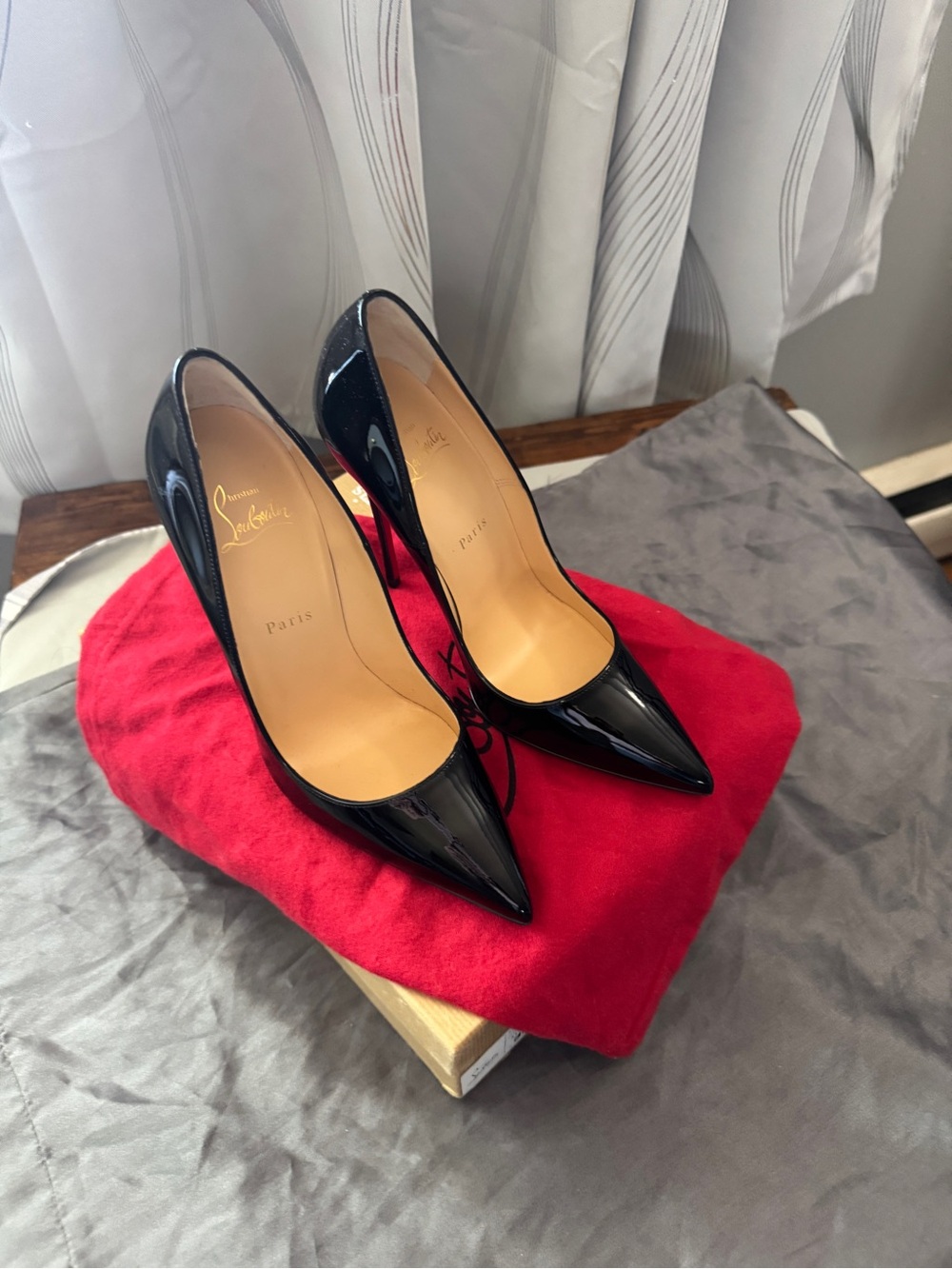 Christian Louboutin Black Patent Pointed-Toe Stiletto Pumps